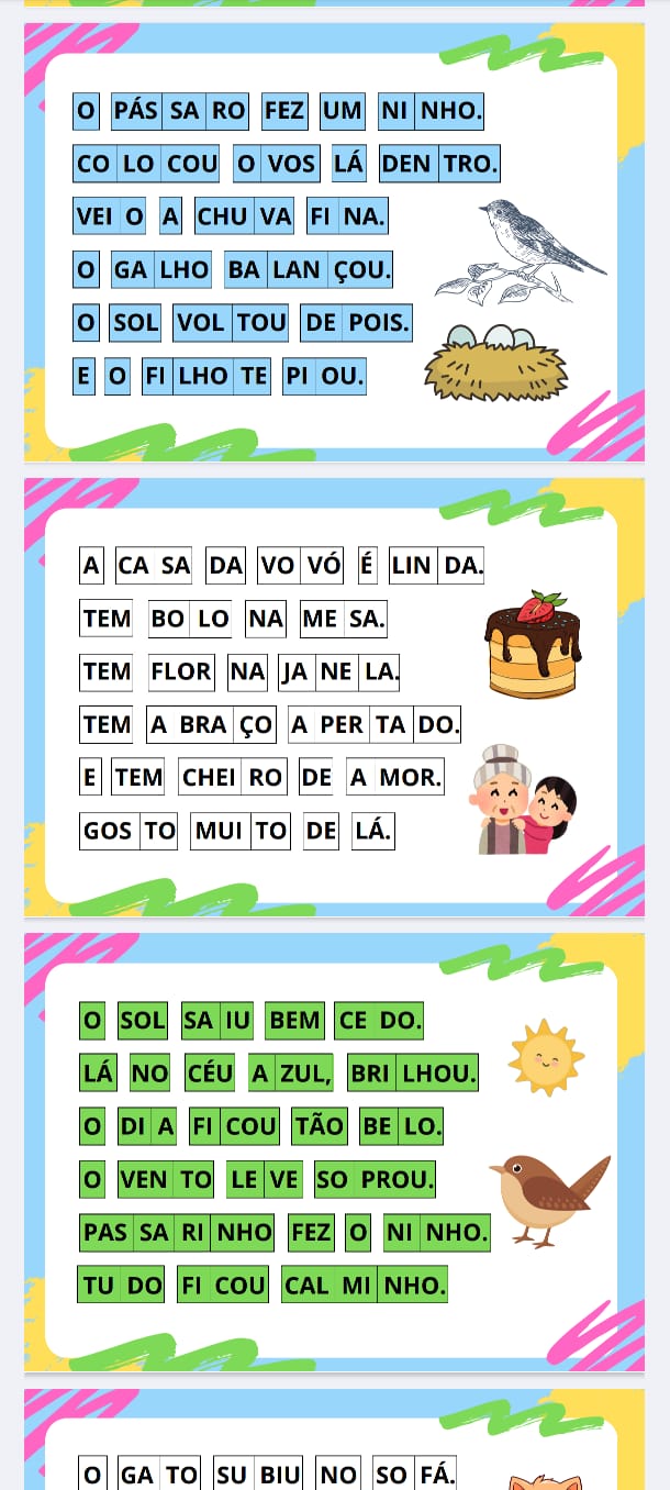 Exemplo de atividade de leitura pronta para imprimir