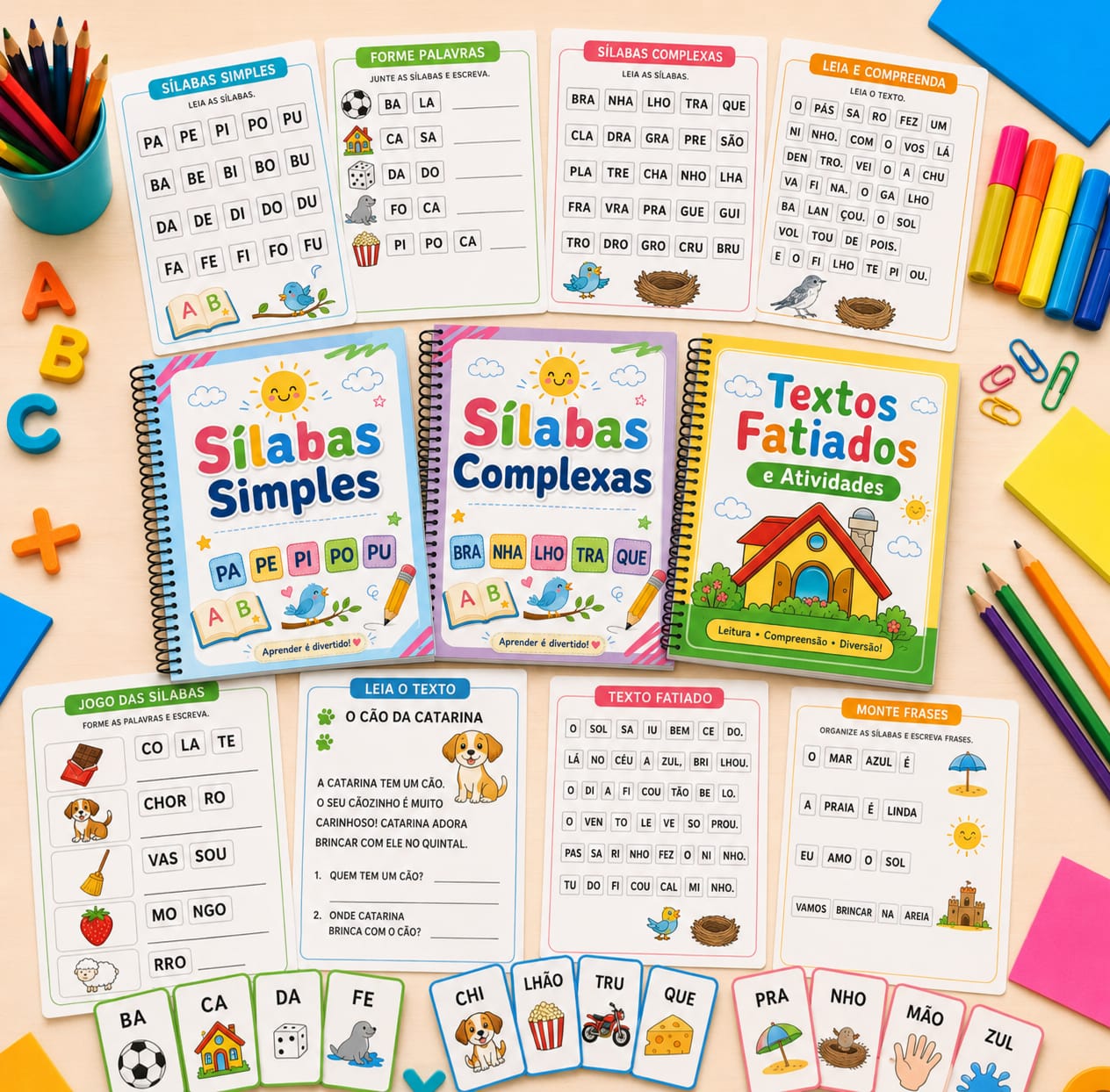 Kit Destrava Leitura com apostilas, textinhos e fichas prontas para imprimir